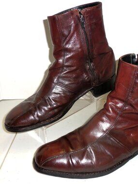 Vintage Florsheim Imperial Men's SIZE 10 E BURGUNDY Leather Beatles Ankle Boots